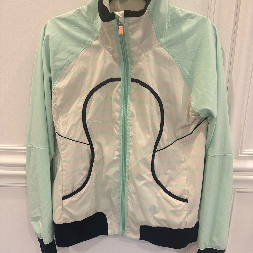 Lululemon Athletica Mint and Black Bomber Jacket